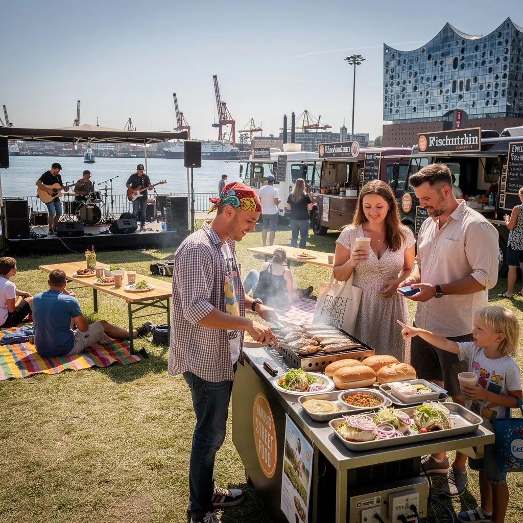 Köstliche, frisch zubereitete Brezeln, die in einem Holzkorb auf einem Markt präsentiert werden.