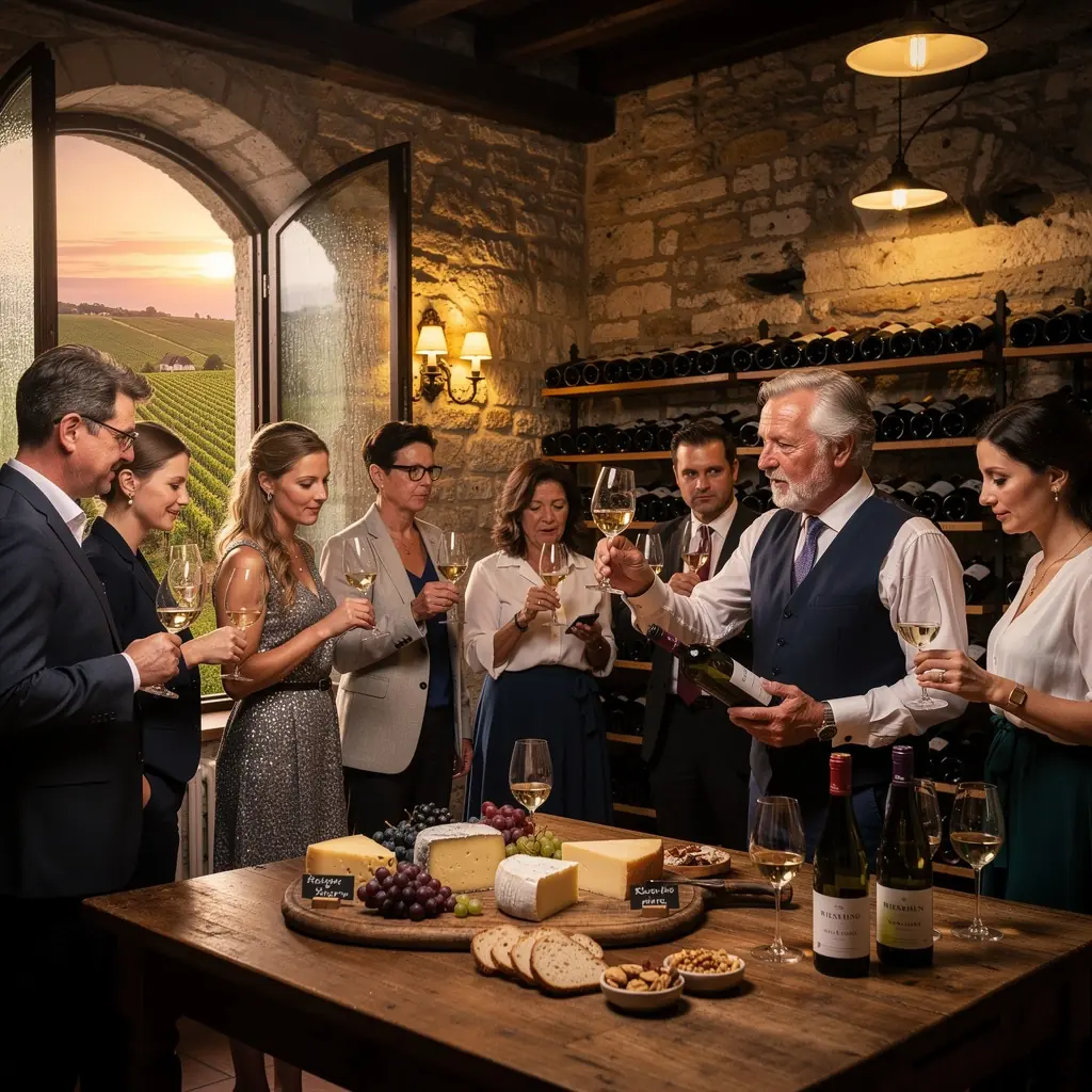 Eine Gruppe von Touristen, die an einem Tisch im Freien sitzt und typische deutsche Speisen genießt.